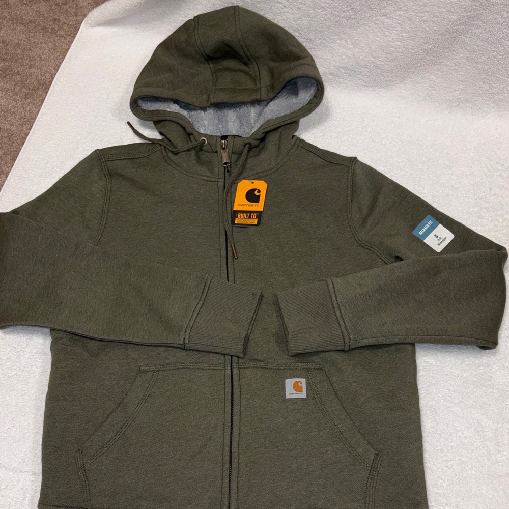 Carhartt clarsburg Sherpa lined relaxed fit full zip sweatshirt s 4/6 nwt